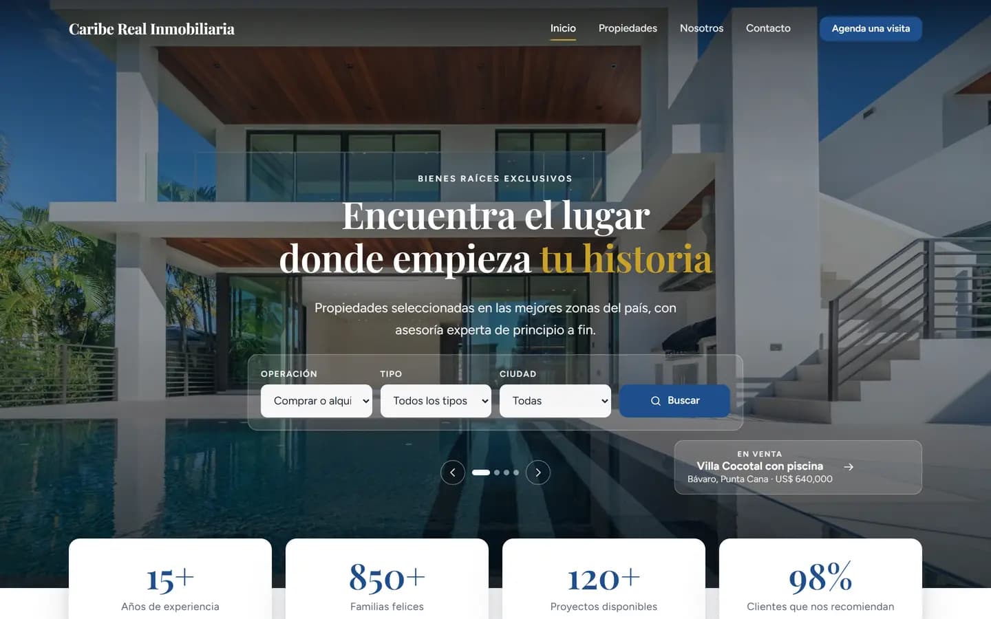 Diseño Costa para el sitio web de una inmobiliaria